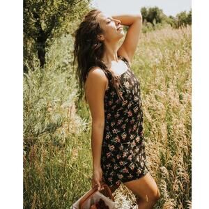 Past Life The Collective Floral Tie Waist Mini Jumper Overall Dress Medium Large